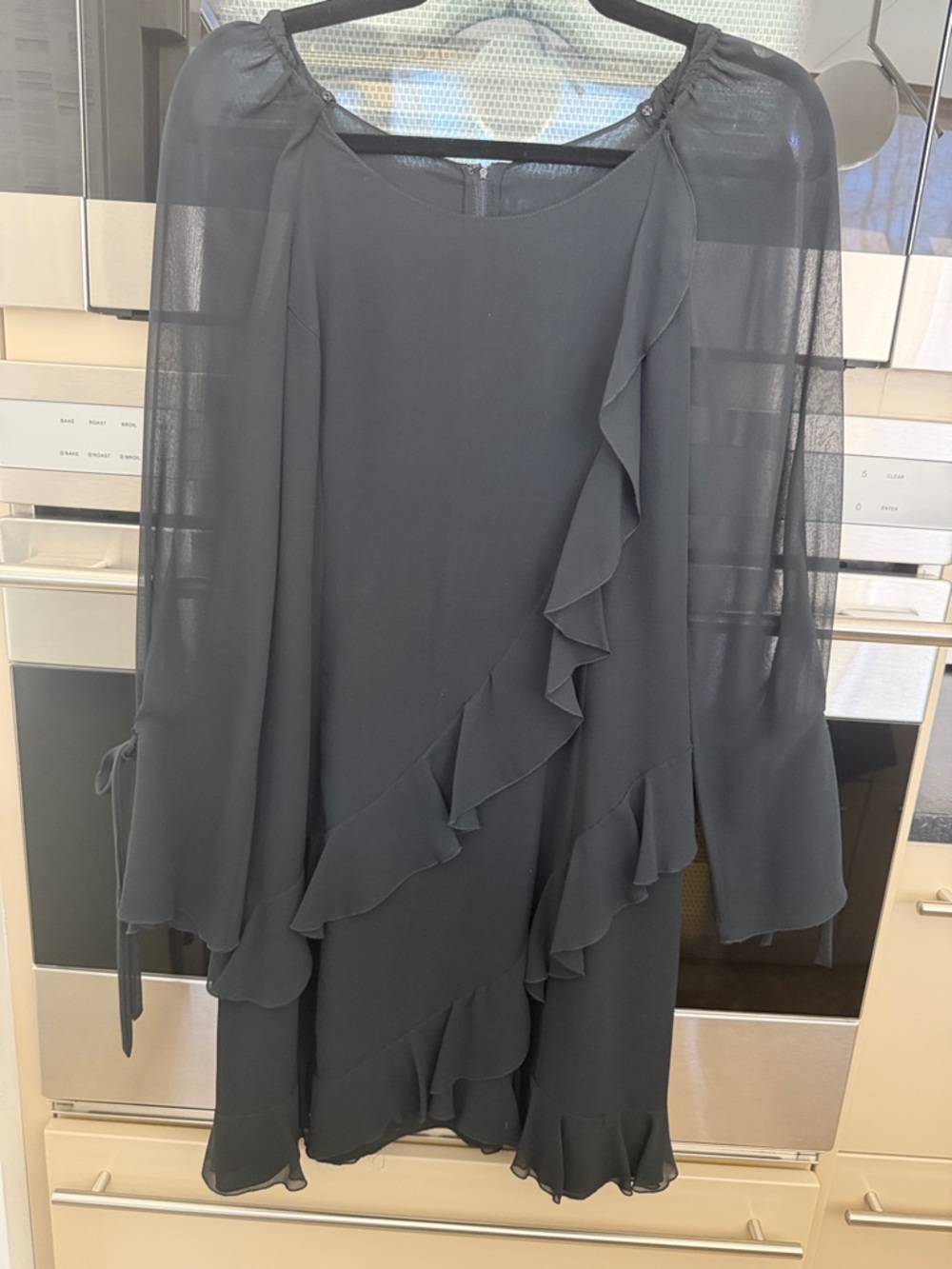 Emanuel Ungaro Black Long Sleeve Ruffle Dress